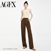 女2025夏季 裤 新款 西装 宽松显瘦高腰薄款 高级感咖啡色阔腿职业西裤