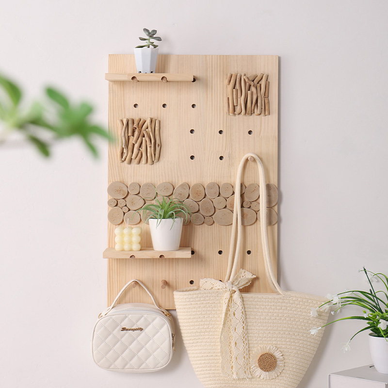 墙上洞洞板置物架墙面挂板架创意入户玄关收纳壁挂创意实木展示架