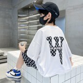 短袖 套装 2025新款 男童夏季 洋气宝宝网红衣服儿童夏装 酷帅两件套潮