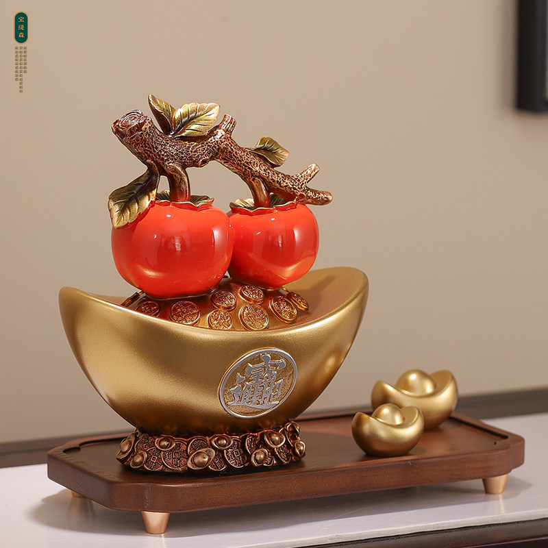 新中式招财进宝柿子创意摆件客厅玄关酒柜装饰品搬家送礼高档礼品,家居饰品,装饰摆件,淘宝优惠券,粉丝福利购,淘宝优惠卷