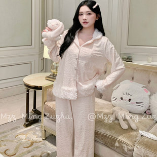 2025新款海岛绒睡衣女秋冬季三件套可外穿加厚加绒高级感家居服冬