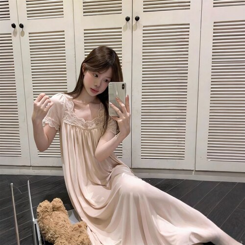 法式宫廷风莫代尔棉夏短袖睡衣女