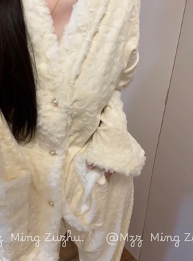 海岛绒睡衣女秋冬款2025新款高级感可外穿家居服套装冬季加厚毛绒