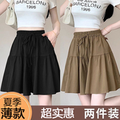防走光裤 韩版 裙 女2026春夏新款 显瘦百搭A字短裤 元 气黑色半身裙裤