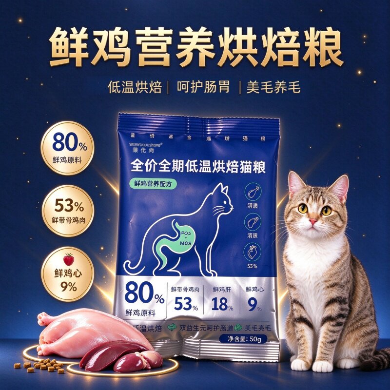 臻优尚低温烘焙猫粮幼猫成猫试吃鸡肉猫粮美毛养毛肠胃护理试吃装
