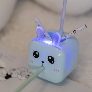 创意小兔usb充电台灯 笔筒卷笔刀学生氛围灯小书灯 可爱摆件礼品