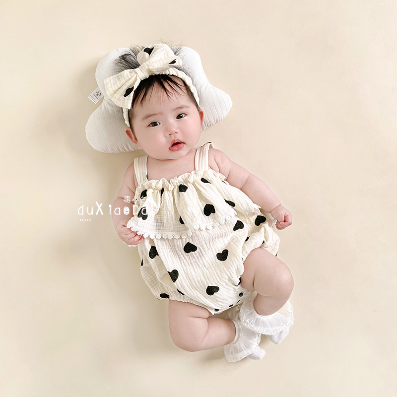 婴儿衣服夏c装吊带连体衣女宝超萌百天纯棉公主哈衣夏季薄款包屁