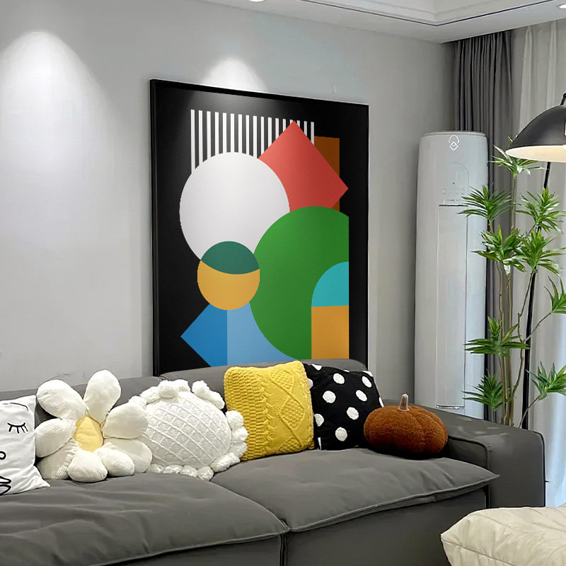 现在简约客厅装饰画落地高级感彩色抽象壁画电视沙发后背景墙挂画