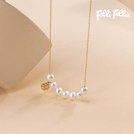 Folli Follie【经典系列】淡水无核珍珠7珠微笑链S925银6-7mm轻奢