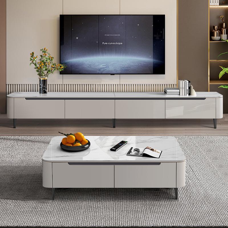 岩板电视柜茶几组合简约现代小大户型客厅轻奢北欧落地台电视机柜