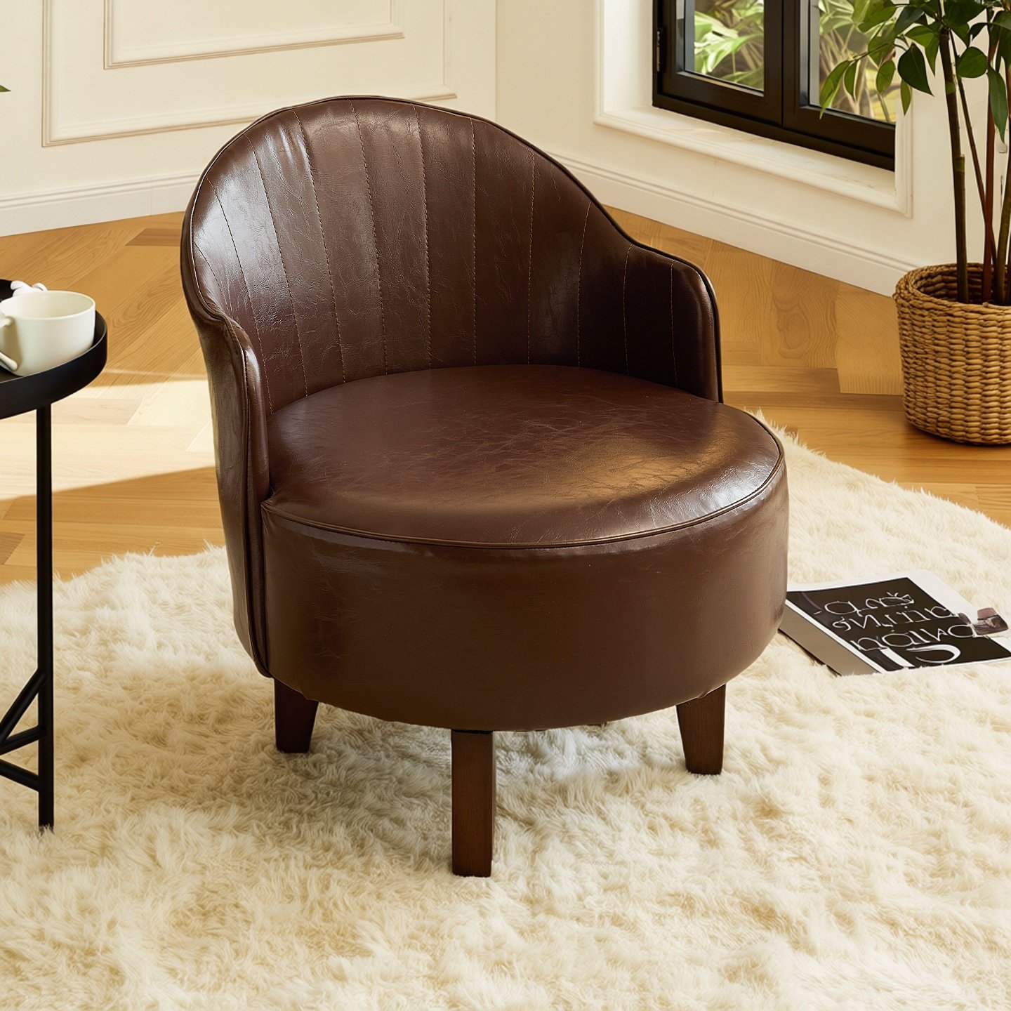 家用单人沙发实木休闲椅子客厅舒适旋转座椅久坐沙发椅卧室靠背椅