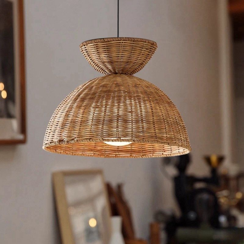 藤编餐厅吊灯中式禅意复古茶室火锅店编织灯罩现代简约民宿卧室灯,家装灯饰光源,酒店/宴会厅/餐饮吊灯,淘宝优惠券,粉丝福利购,淘宝优惠卷