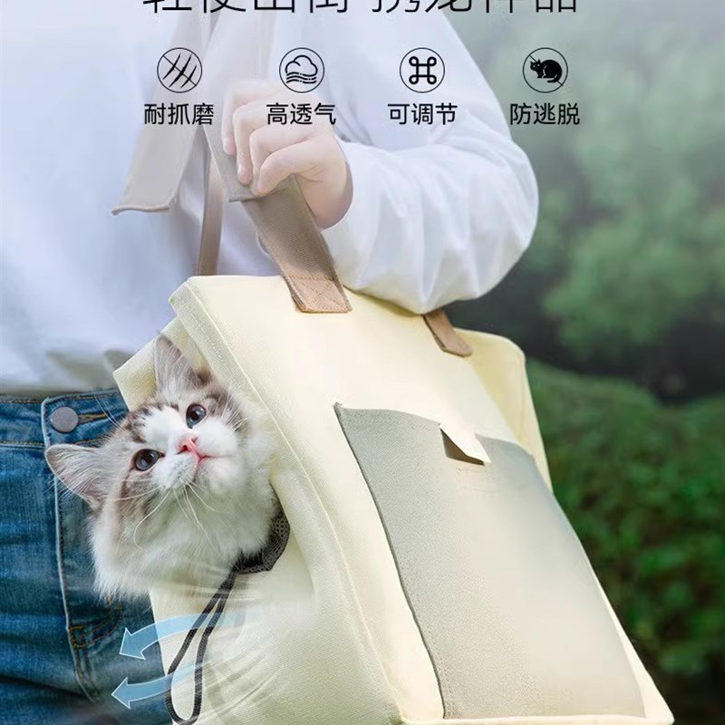 春季猫咪出门包外出猫包斜跨单肩肩保暖帆布猫包便携可露头猫包