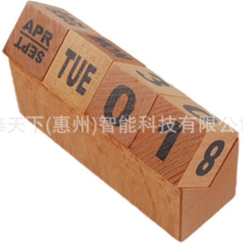 现货2024木质日历创意实木方块可翻转名片座支架底座台历桌面摆件