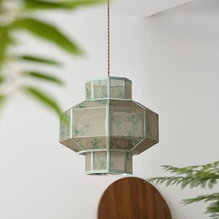 新中式吊灯  宋代美学复古民宿茶室餐厅餐桌布艺灯笼客厅家用灯具