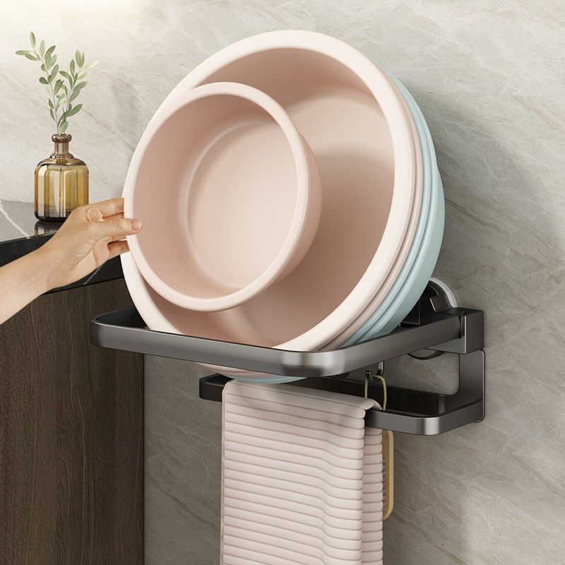 吸盘悬挂可折叠脸盆架卫生间多功能壁挂式收纳洗脸盆毛巾置物架子,家庭/个人清洁工具,脸盆架,淘宝优惠券,粉丝福利购,淘宝优惠卷