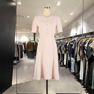 气质设计感高级浪漫迷笛裙子 新款 时尚 珍珠纽扣鱼尾连衣裙2025夏季