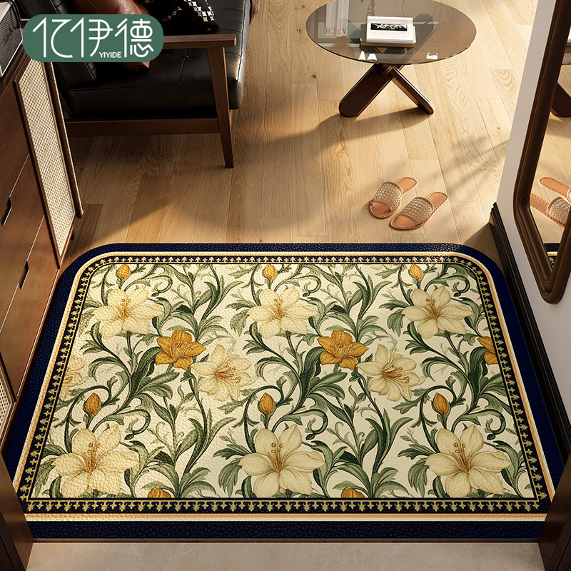 皮革入户门地垫进门门口脚垫美式2024新款室内玄关门垫可裁剪地毯