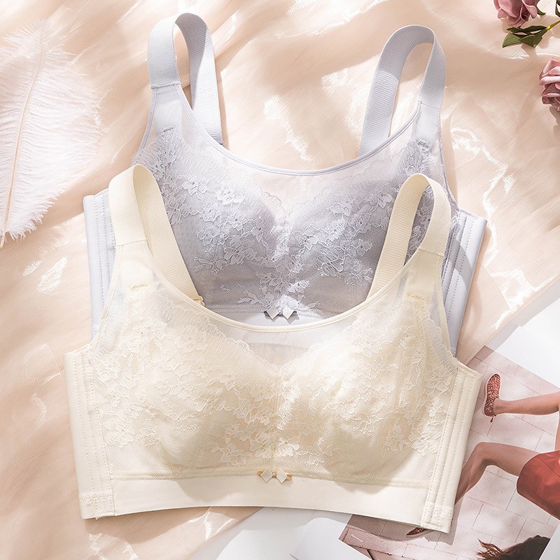 透气薄款0.2iCM抹胸防走光大胸显小无钢圈文胸时尚蕾丝调整型内衣