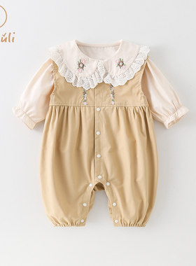 早秋婴幼儿童套装秋季装2024新款女宝宝时髦上衣洋气背带裤两件套