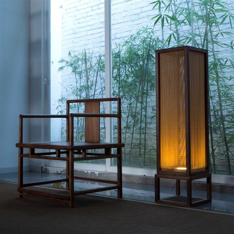 新中式落地灯客厅茶室侘寂书房卧室床头灯中国风禅意实木复古台灯
