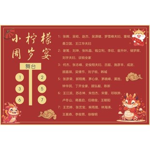 龙年龙宝宝宴席位图满月百日十岁生日桌位牌宾客名单座次表喜榜