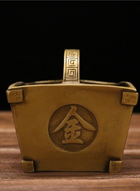 纯铜仿古聚宝盆米斗摆件 日进斗金摆设