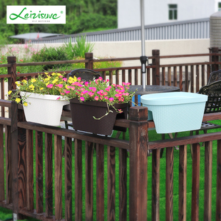 户外栏杆仿藤编马鞍盆楼梯护栏创意花盆庭院阳台布置悬挂式骑马盆