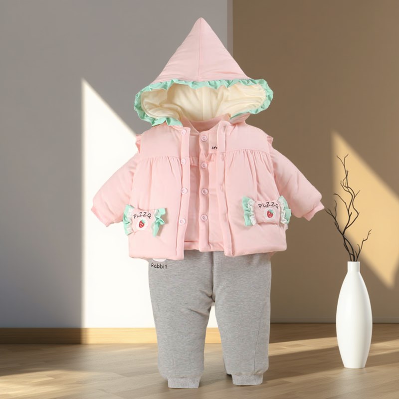 女宝宝秋冬装外出分体新款童婴幼儿加厚棉服袄外套装婴儿衣服季天