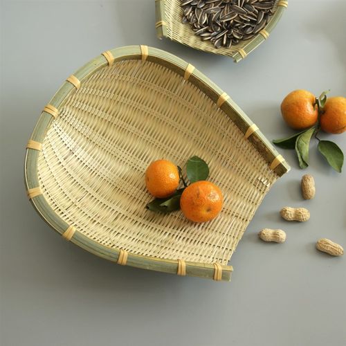 手工竹制品 竹编开口簸箕 淘米沥水篮 迷你小撮箕 水果菜篮 包邮