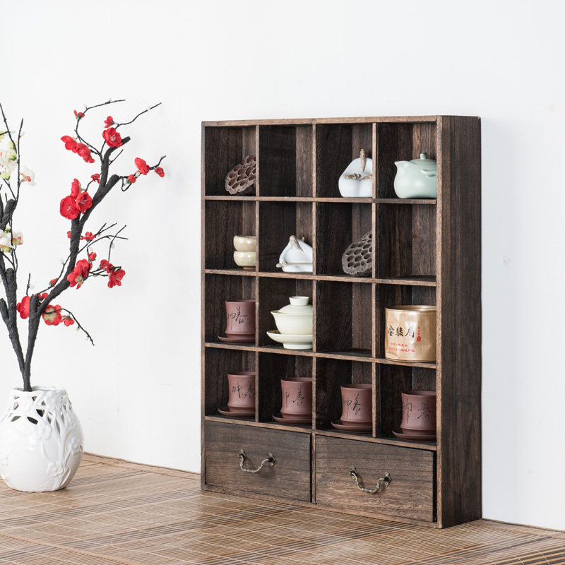 茶杯架 功夫茶具收纳柜 茶壶架 多宝格 博古架 古玩格子置物架