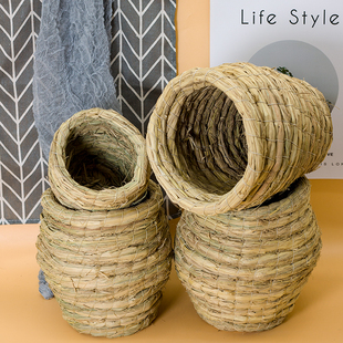 鹦鹉窝小房子草窝鸟笼配件草编鸽子窝用品防侧翻鸟巢室外大号鸟窝