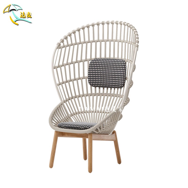 户外沙发庭院设计师藤编单人沙发客厅阳台休闲椅子酒店样板房家具