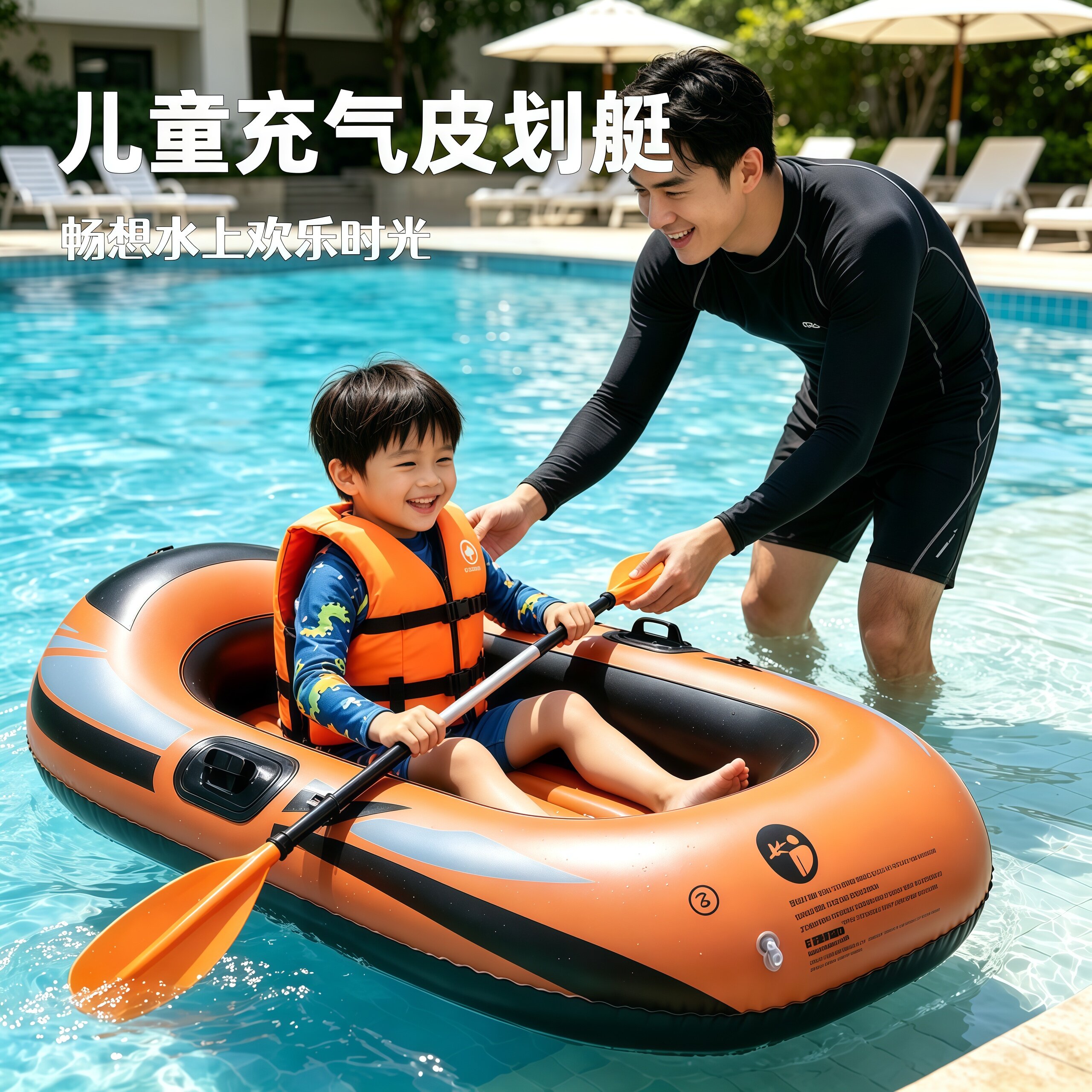 儿童充气船加厚耐磨皮划艇夏日玩水神器小孩游泳圈漂流气垫船