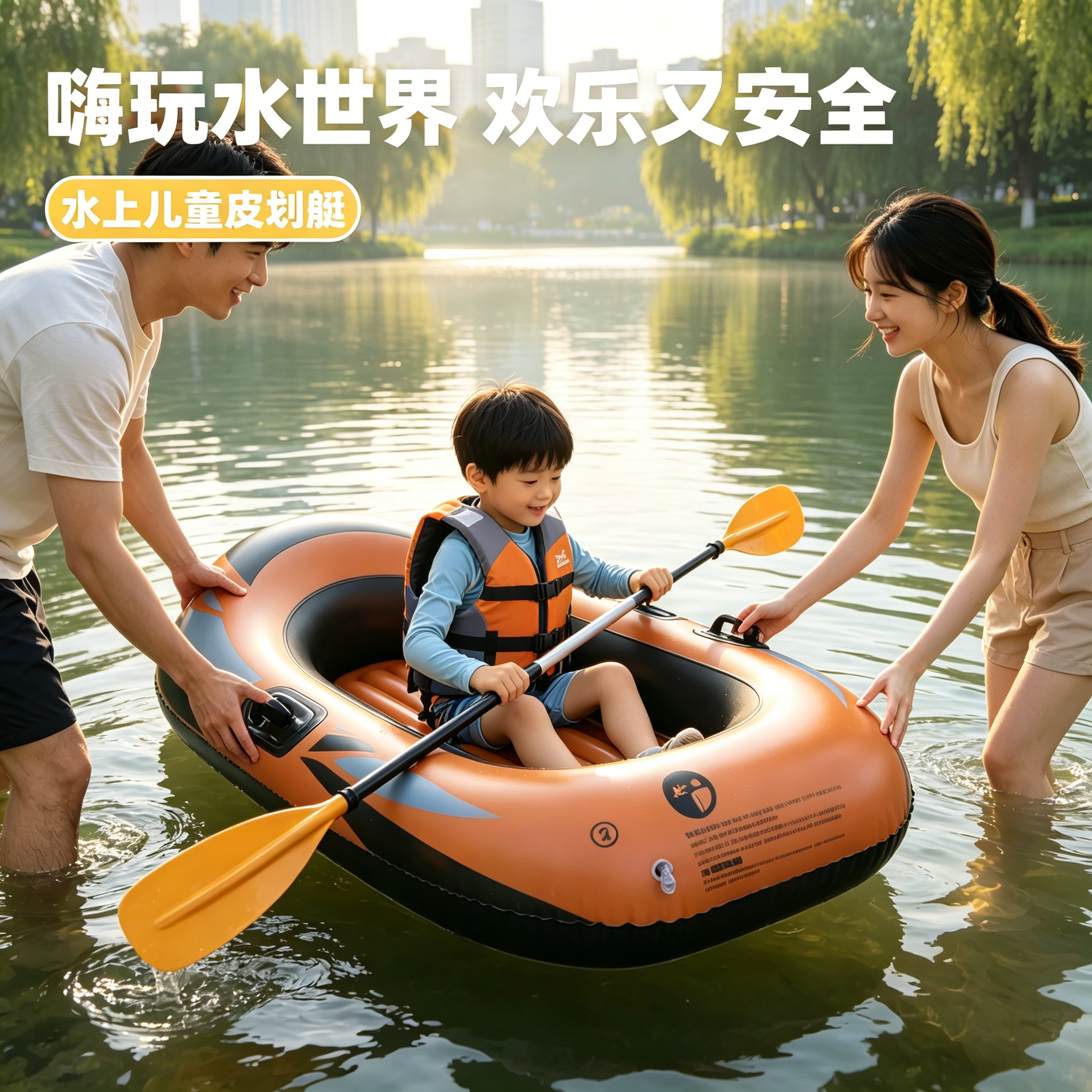 儿童皮划艇户外充气船儿童漂流船