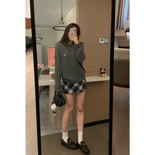 VASSE 学院系格纹 显瘦百搭短裙棕色格子包臀裙格纹半身裙小个子