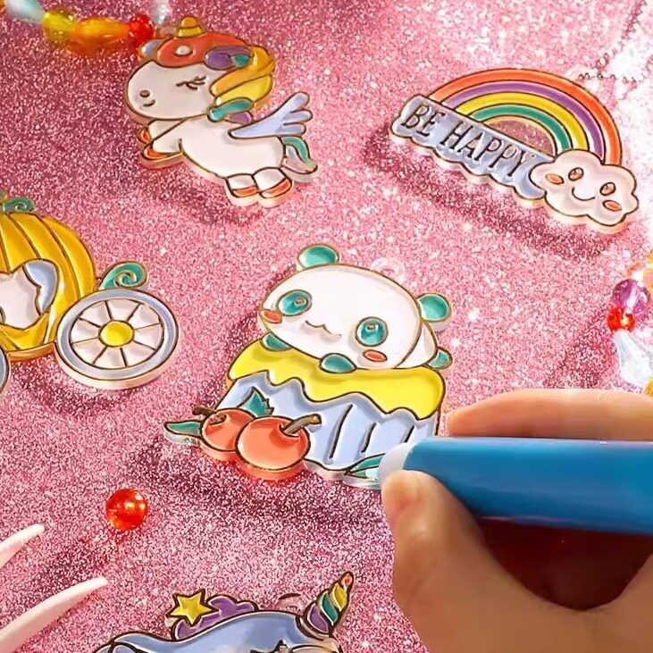 儿童免烤胶沙画手工diy玩具颜料水晶滴胶烤胶画挂件女孩生日礼物