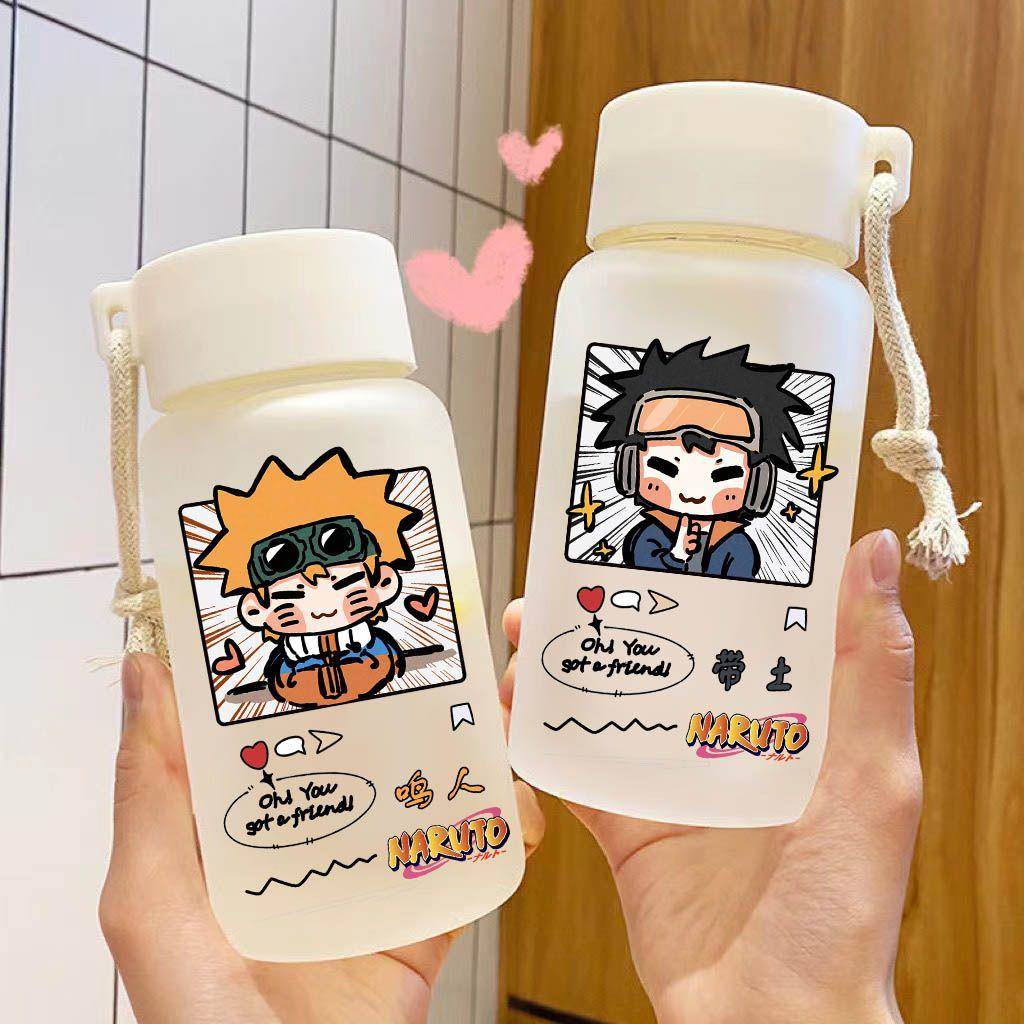 火影忍者磨砂塑料杯鸣人带土佐助无毒水杯学生大容量简约ins杯子