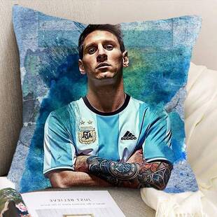 足球明星梅西Messi双面抱枕巴萨阿根廷球王酒吧靠垫球迷周边礼物