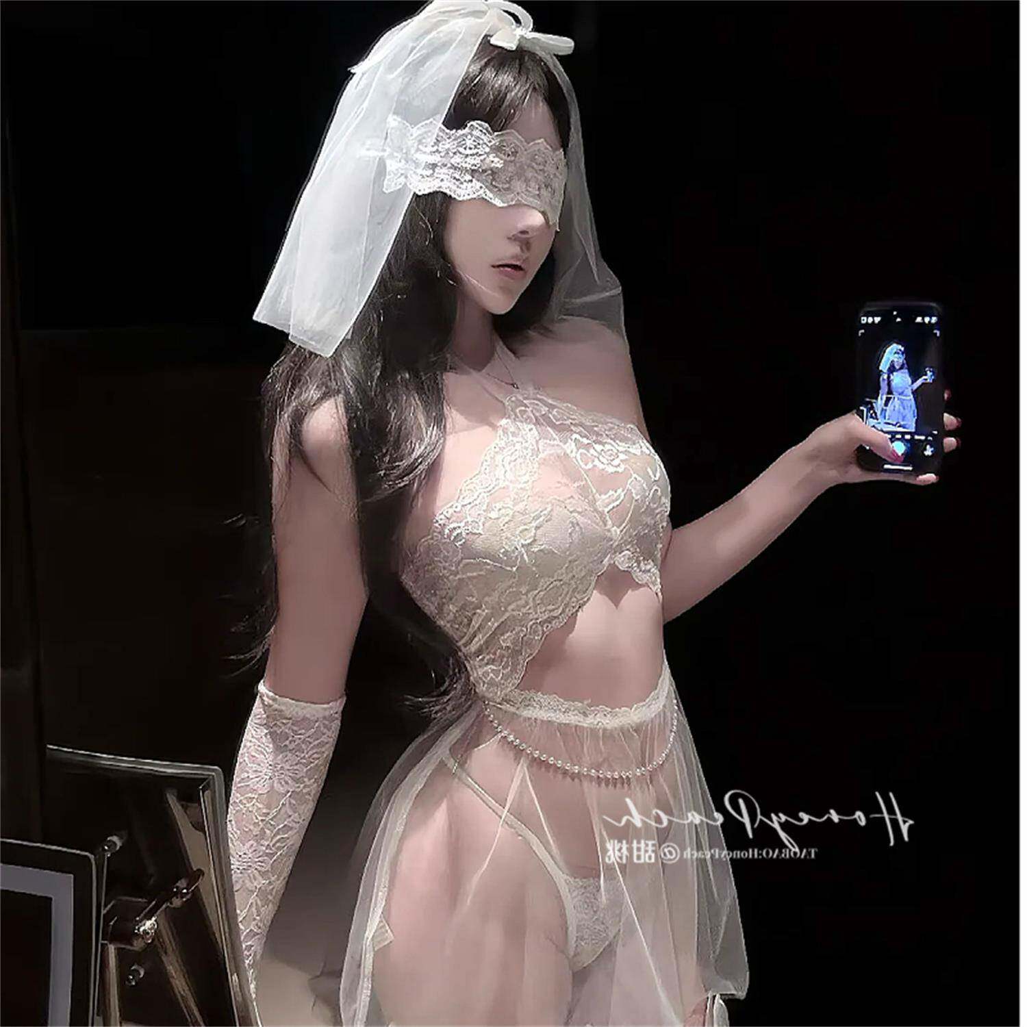 HP：温婉恋人*花嫁新娘制服性感蕾丝柔纱裙睡裙网纱透视内衣套装