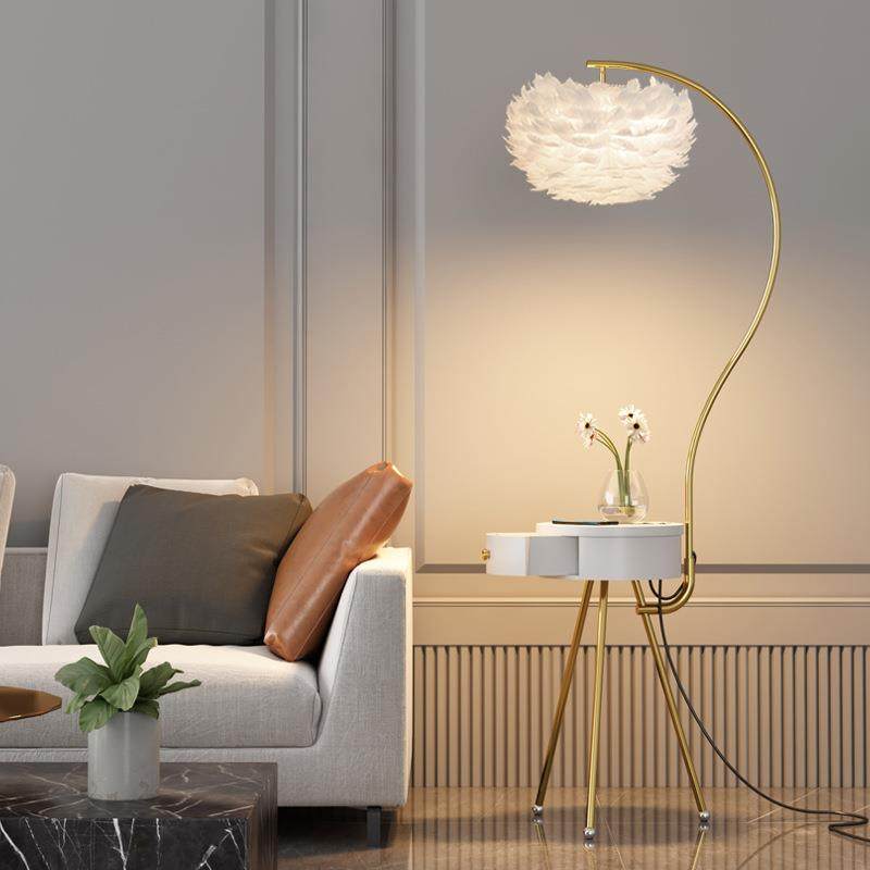 羽毛落地灯客厅卧室网红设计感轻奢摆件沙发旁边几床头柜台灯一体,包装,五金配件包装,淘宝优惠券,粉丝福利购,淘宝优惠卷