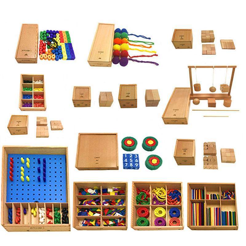 专业版福禄贝尔教具GABE恩物14件15件套全套福氏早教木制益智玩具
