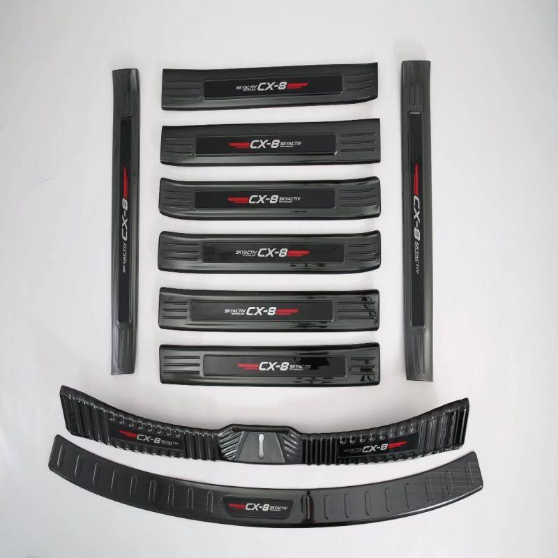 适用于马自达CX-8CX8门槛条迎宾踏板后杠护板后备箱保护亮条装饰