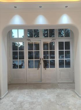 复古传统双开门家用玻璃厨房门怀旧装修白色格子木门实门木法式