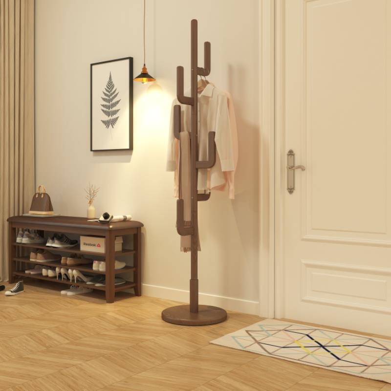 冬木实木衣帽架衣架落地卧室家用挂衣架立式杆房间简易放衣服架子