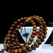 木匠工厂 沉水浮文莱老料沉香佛珠手串7mm108粒男女天然念珠手链