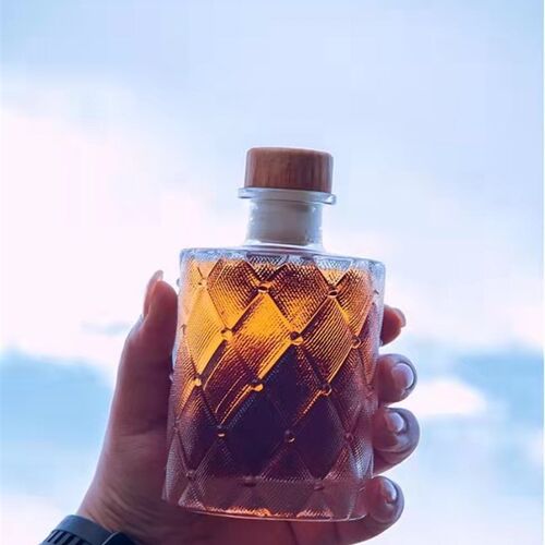 复古菱形花纹小酒瓶200毫升分装酒瓶冷萃咖啡分装密封瓶150毫升