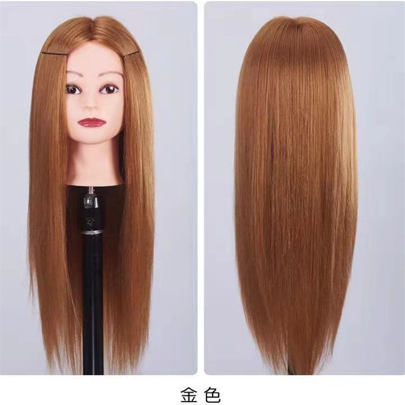 (厂家直供)美发头模练习编发盘发化妆混合发真发头模可烫卷假人