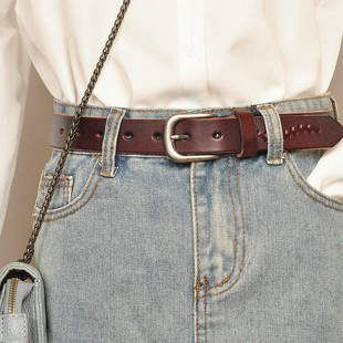 百搭裤 女士皮带头层牛皮腰带女真皮宽 韩版 腰带女潮时尚 带 牛仔裤