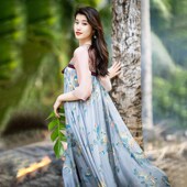 199元 区 春装 雪纺印花连衣裙女新款 改良汉服裙子国风刺绣襦裙